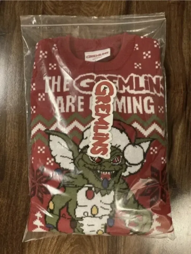 Small 38" chest Gremlins Christmas Xmas jumper sweater by Warner Bros