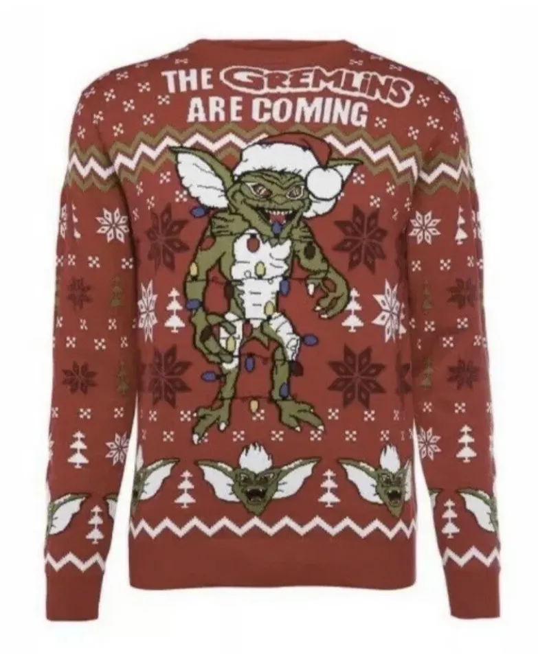 Small 38" chest Gremlins Christmas Xmas jumper sweater by Warner Bros