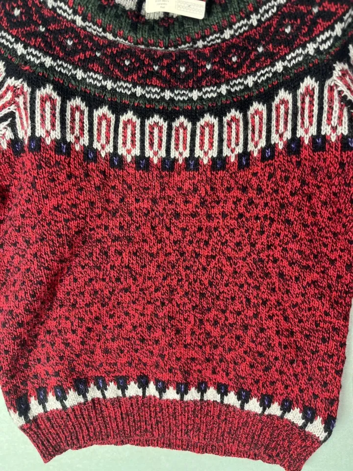 Woolrich Vintage Ugly Christmas Wool Icelandic Red Pullover Sweater Large NWT