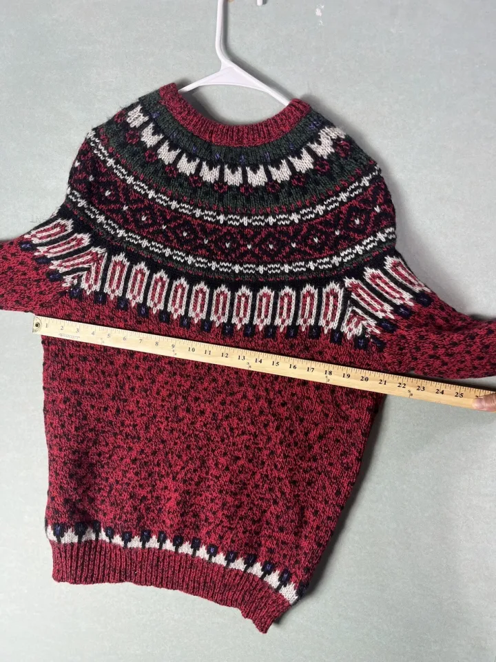 Woolrich Vintage Ugly Christmas Wool Icelandic Red Pullover Sweater Large NWT