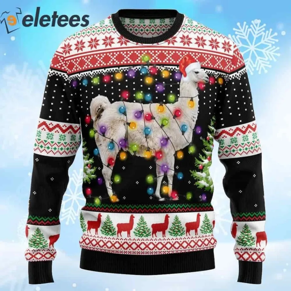 Llama Hit That Ugly Christmas Sweater 3N8GZ32C
