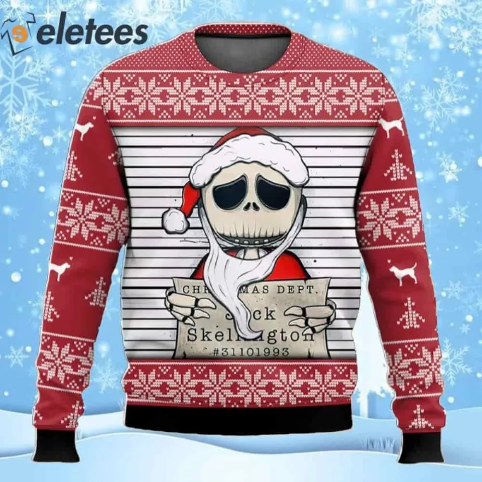 Jack Christmas Dept Skellington Nightmare Before Christmas Ugly Sweater H46SFFEJ
