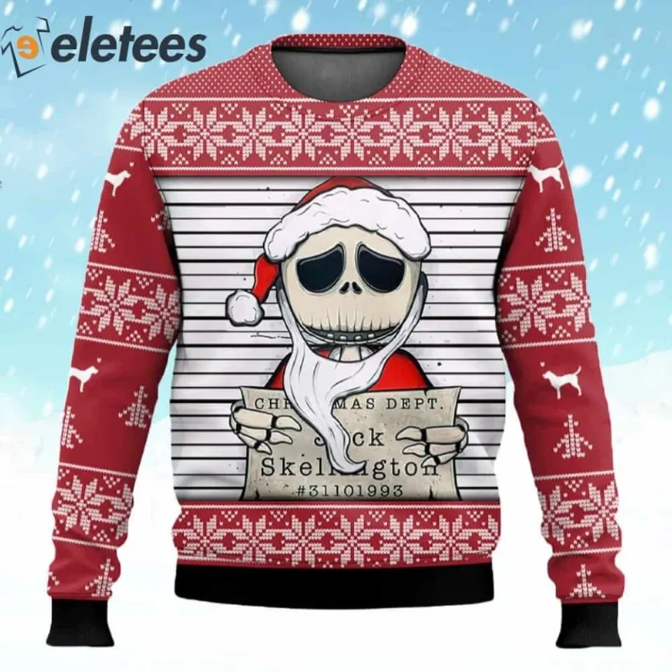 Jack Christmas Dept Skellington Nightmare Before Christmas Ugly Sweater H46SFFEJ