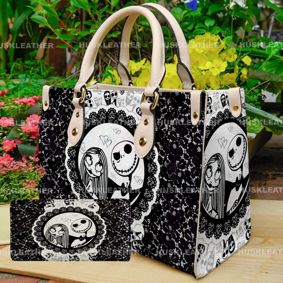 Personalized Jack & Sally Handbag - Nightmare Before Christmas PU Leather Satchel