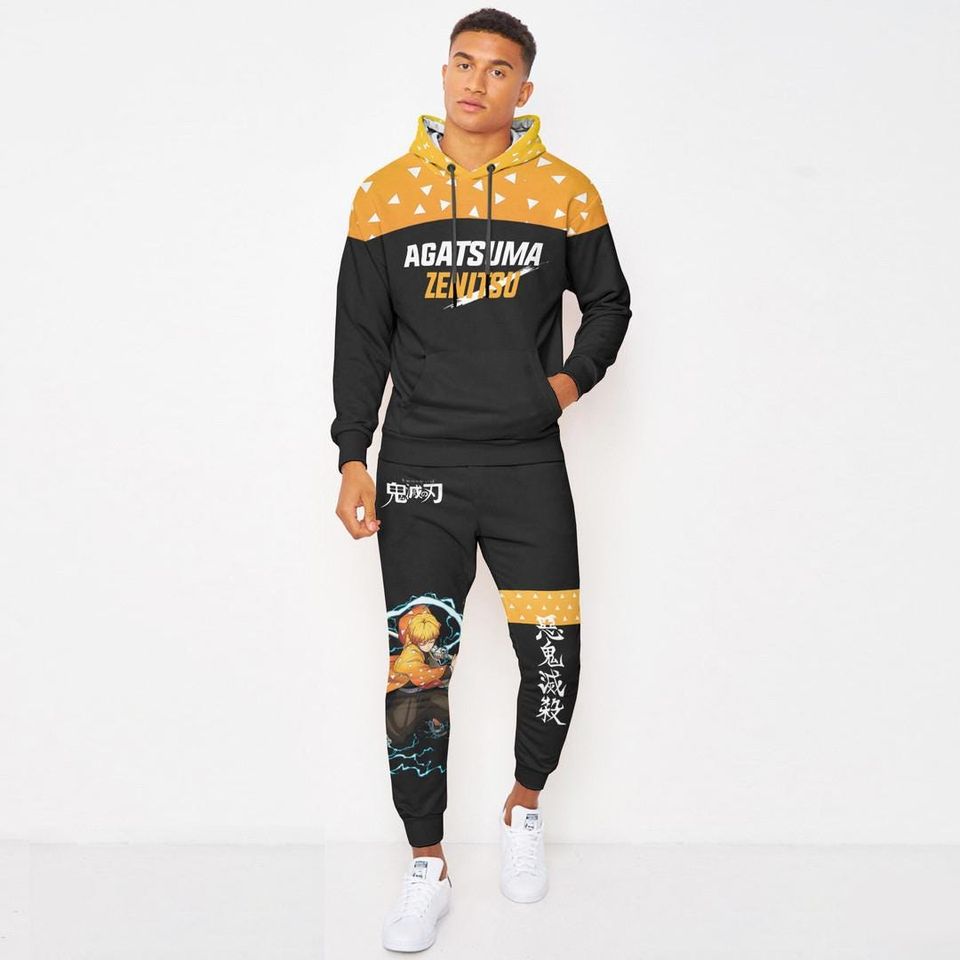 Agatsuma zenittsu Hoodie And Jogger Set Anime Clothes