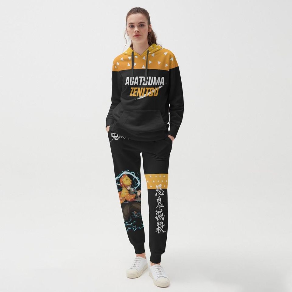 Agatsuma zenittsu Hoodie And Jogger Set Anime Clothes