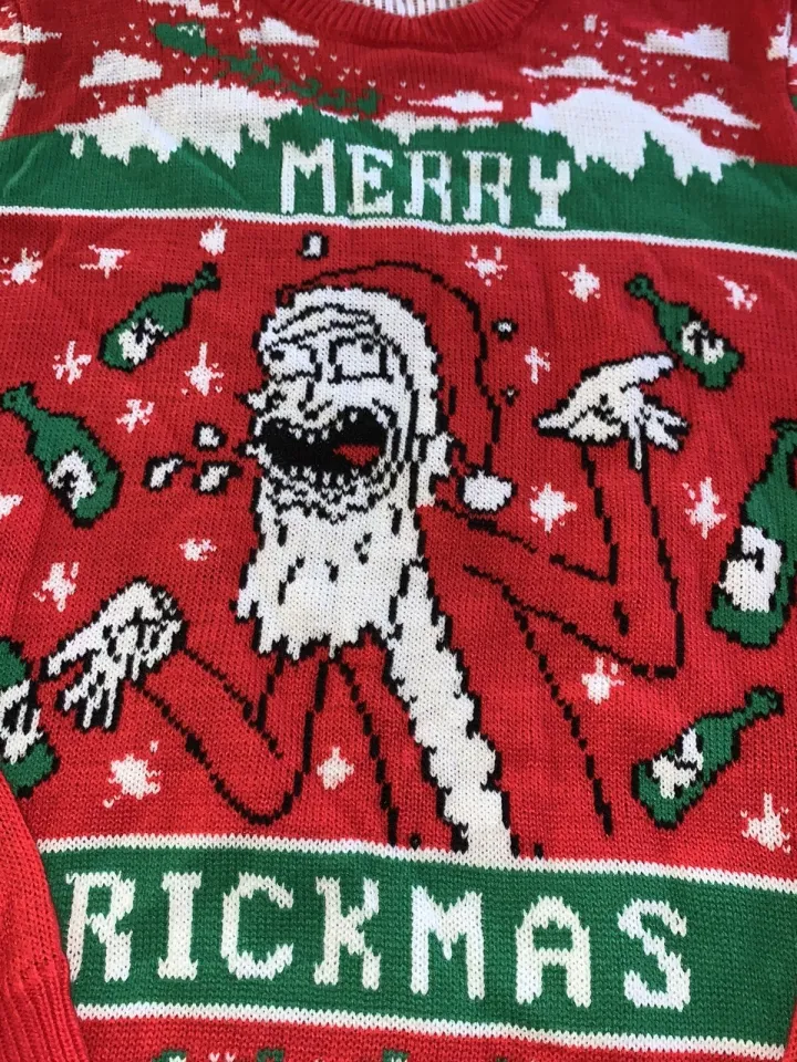 Rick And Rickandmorty Merry Rickmas Ugly Christmas Sweater Red Size Medium New