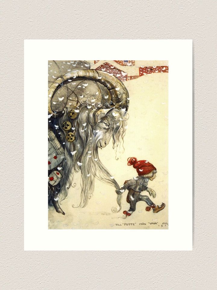 Yule Goat - John Bauer Christmas  Art Print