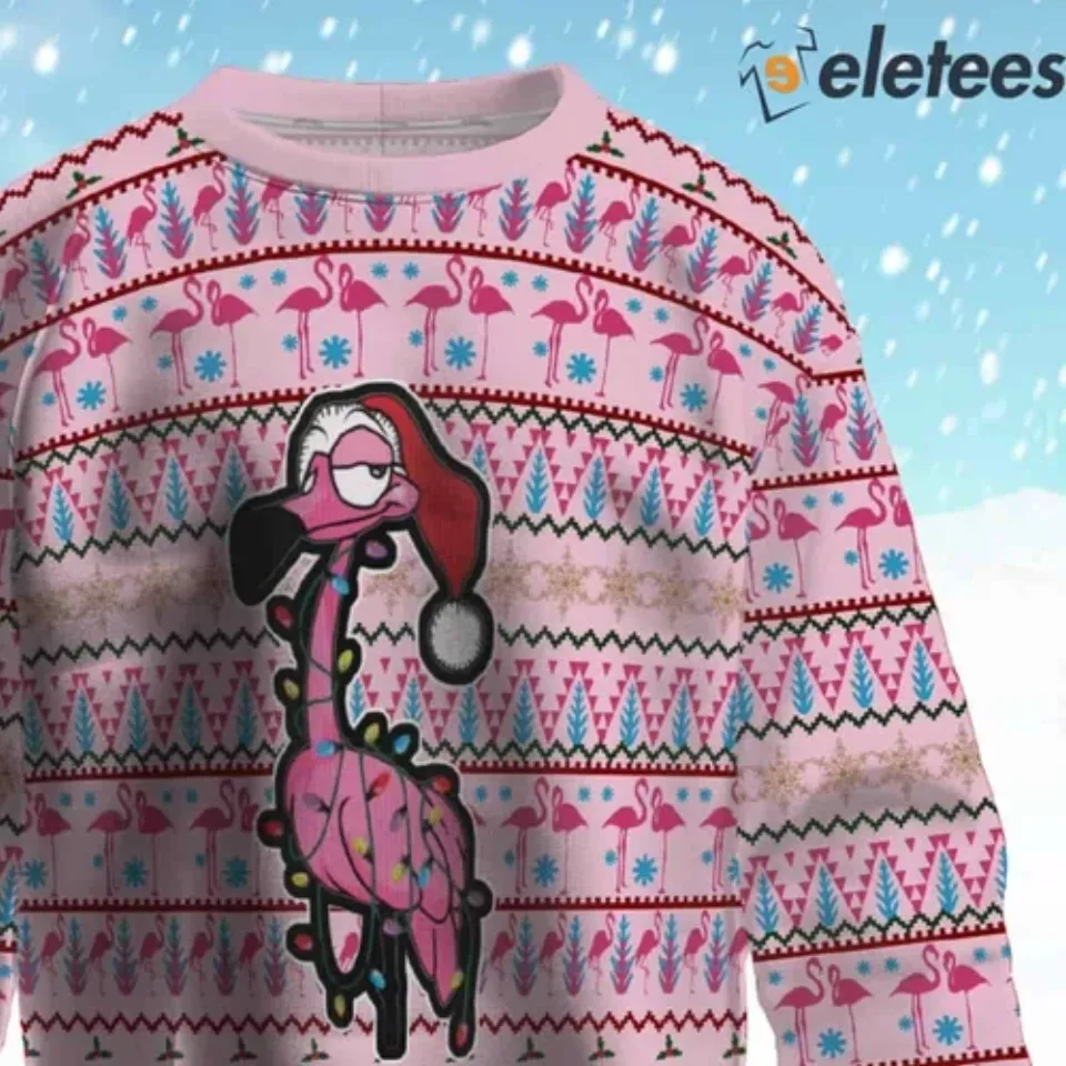 Flamingo Sweet Eyes Ugly Christmas Sweater MLBXF9O9