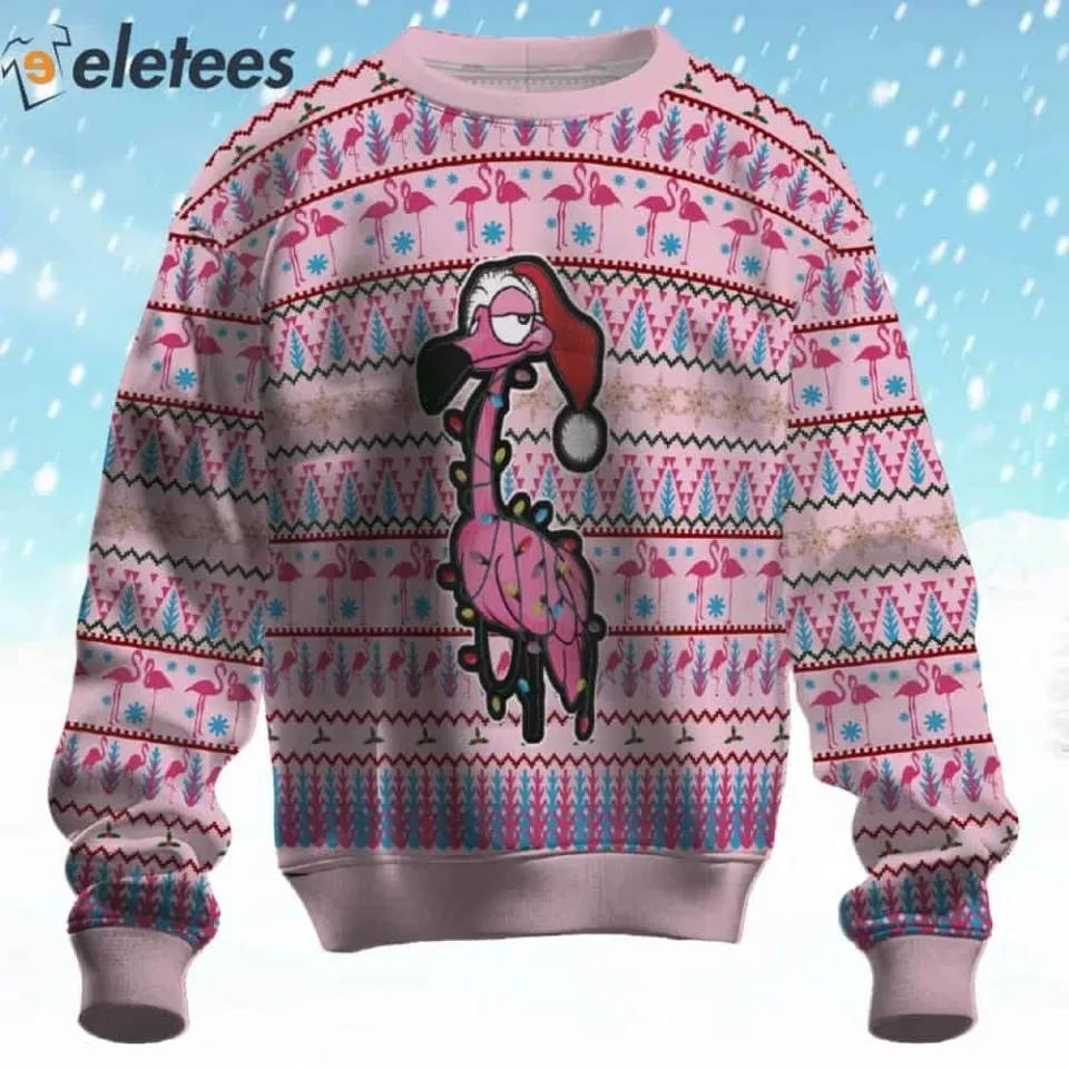 Flamingo Sweet Eyes Ugly Christmas Sweater MLBXF9O9