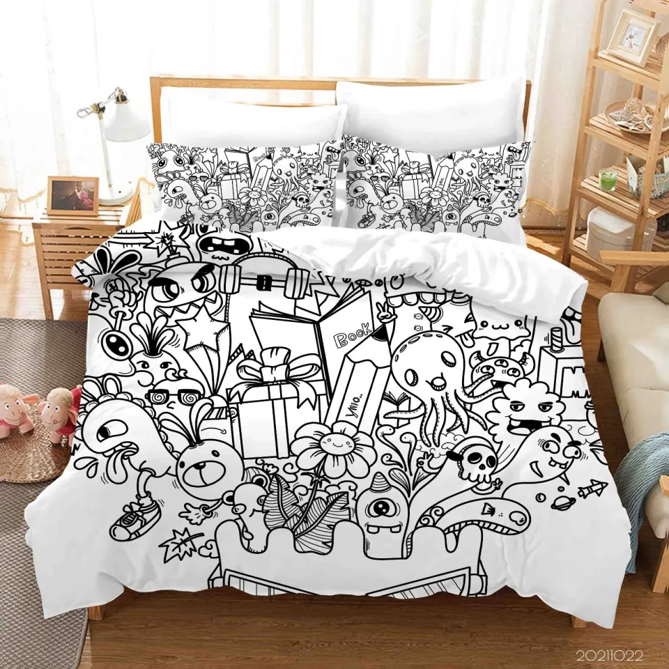 3D Graffiti Animal Monster Hand Drawn Quilt Cover Set Bedding Sets Pillowcases