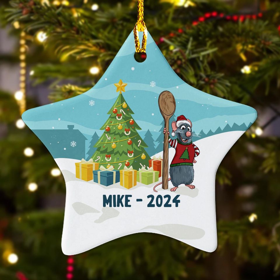 Personalized Mouse Chef Christmas Ornament, Custom Mouse 2024 Christmas Tree Decor, Mouse Chef Character Ornament Gift For Kid