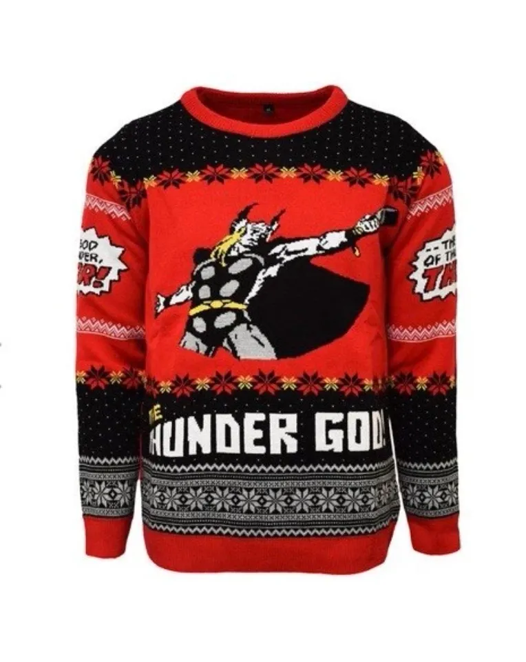 Small (UK) Thor God Of Thunder Ugly Christmas Jumper Sweater Xmas Marvel
