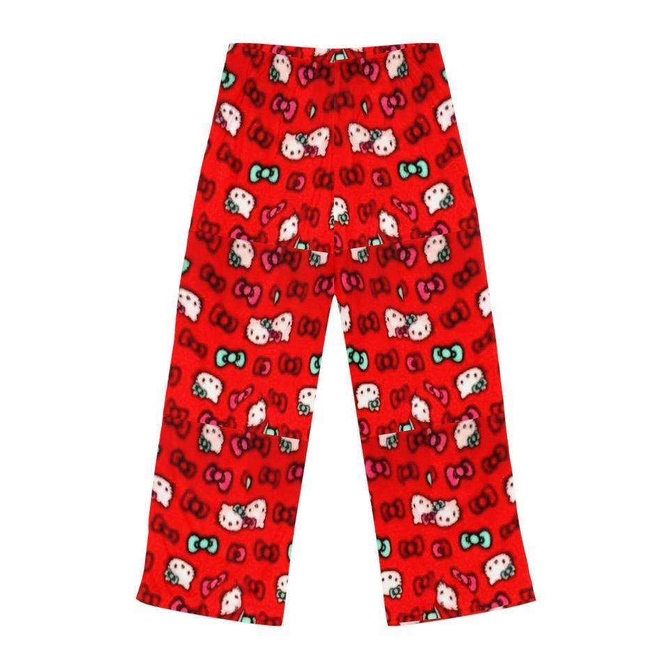 Retro Kitty Friends Valentine red hearts pajama sleep pants gift