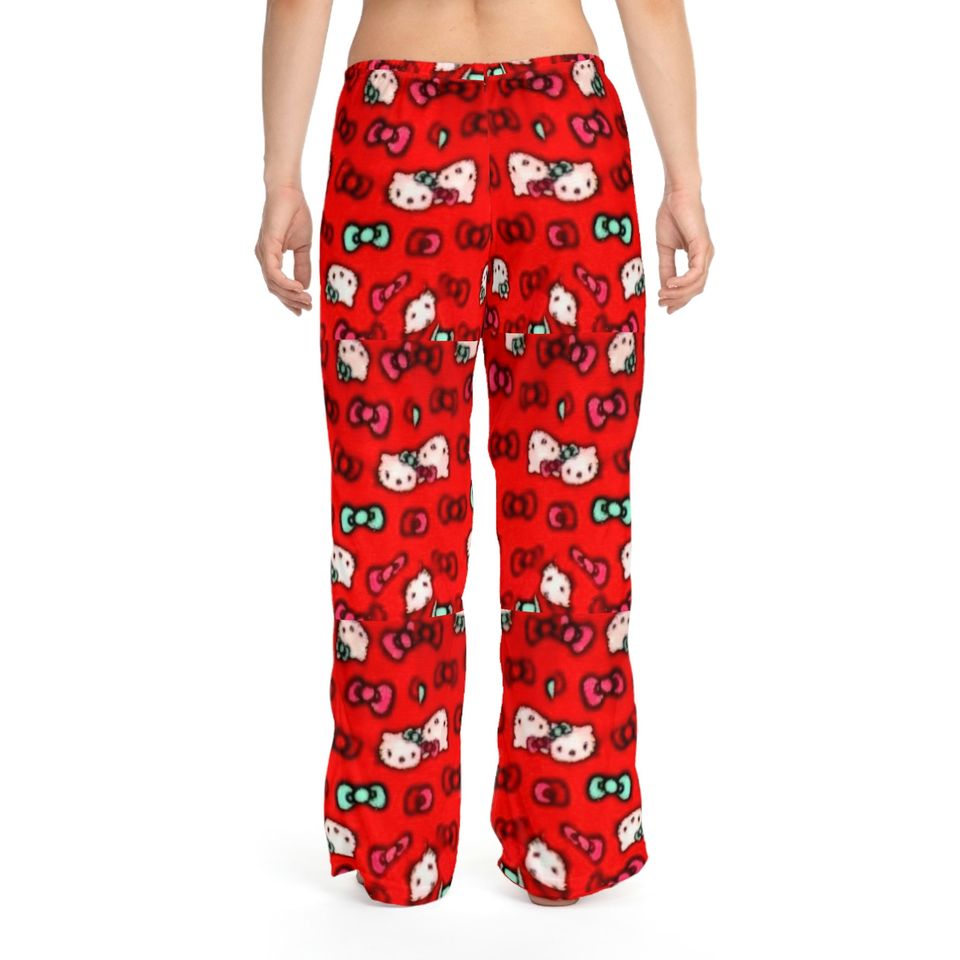 Retro Kitty Friends Valentine red hearts pajama sleep pants gift