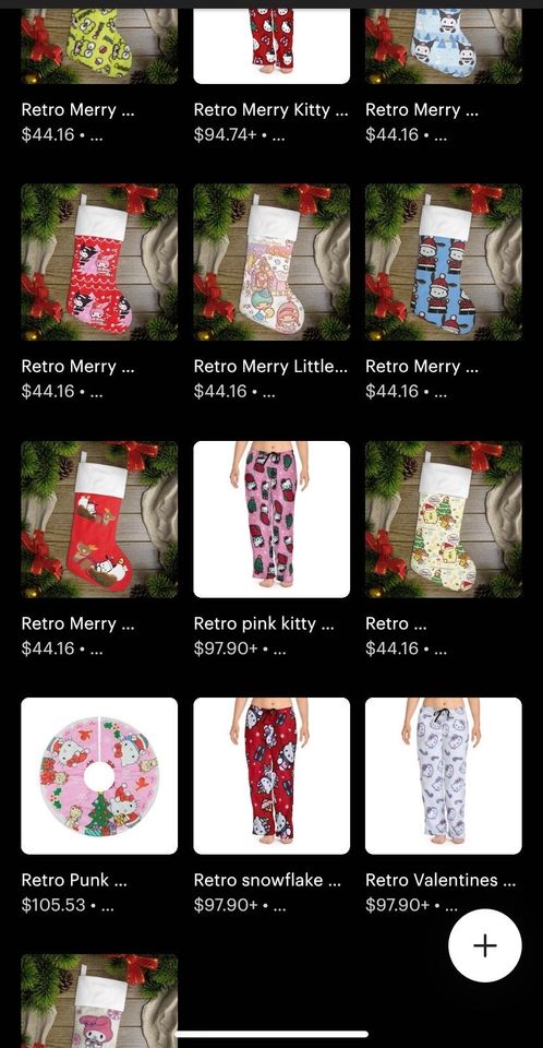 Retro Kitty Friends Valentine red hearts pajama sleep pants gift