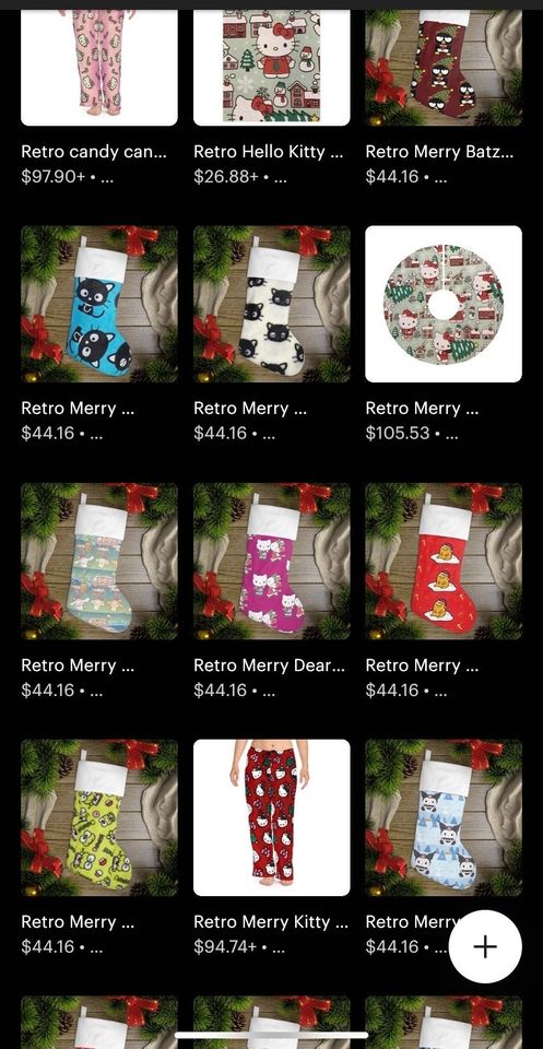 Retro Kitty Friends Valentine red hearts pajama sleep pants gift