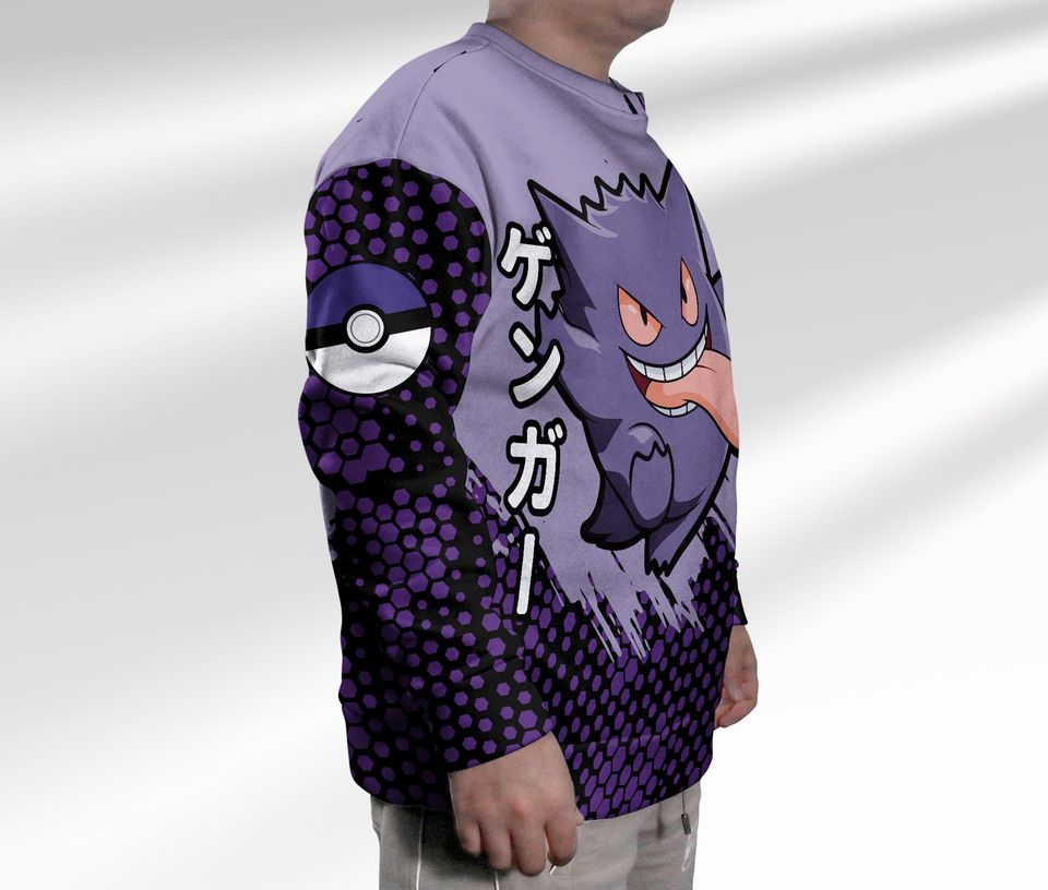 Gengar Sweatshirt Ghost Gengar Japanese Anime Sweatshirt Cute Gengar Shirt Gift