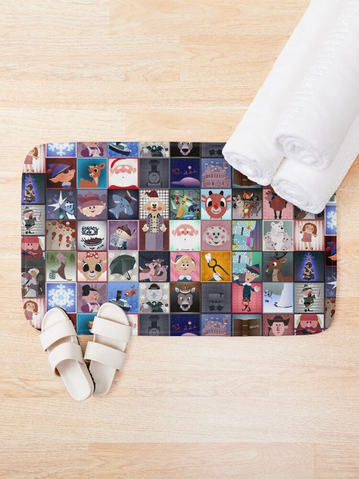 Rudolph Squares Bath Mat