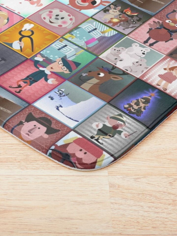 Rudolph Squares Bath Mat