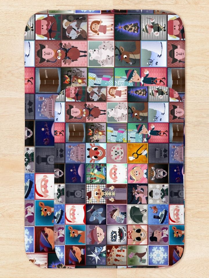 Rudolph Squares Bath Mat