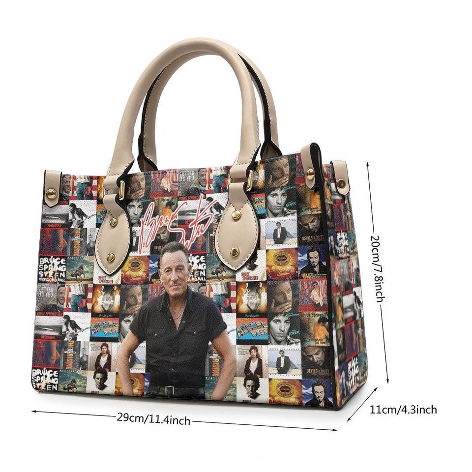 Bruce Springsteen Music Leather Bag, Custom Leather Bag, Springsteen Lover Handbag, Springsteen Women Wallet, Women Handbag, Vintage Handbag
