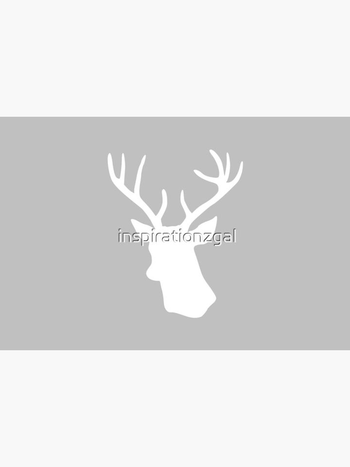 Grey Stag Deer Head Silhouette - Gray Reindeer Bath Mat