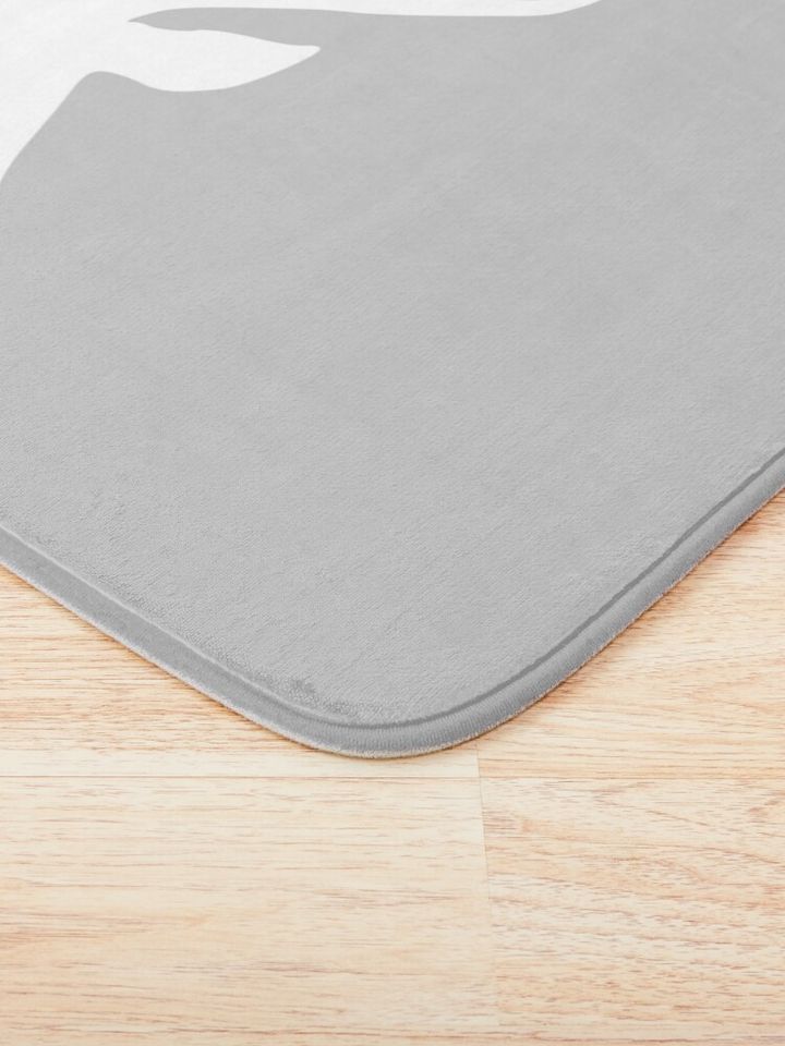 Grey Stag Deer Head Silhouette - Gray Reindeer Bath Mat