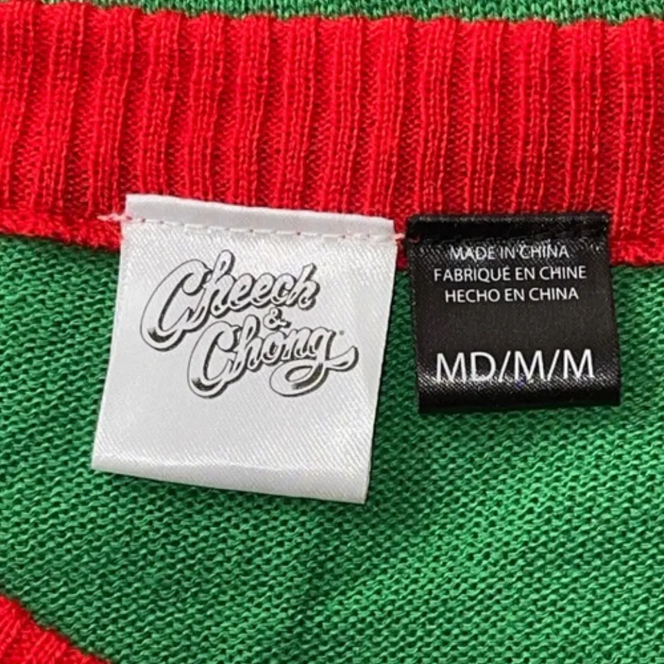 Cheech and Chong Stoner Weed 4:20 Ugly Christmas Sweater Size Medium