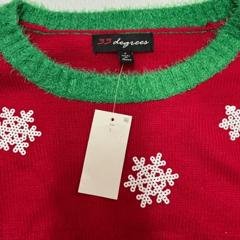 33 Degrees Women's Lama Christmas Ugly Sweater Multicolor Size L NWT