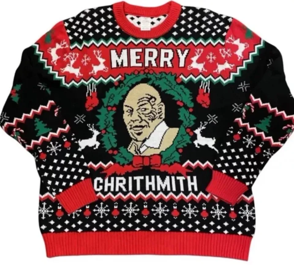 Mike Tyson "Merry Chrithmith" Ugly Christmas Sweater Unisex Size XL