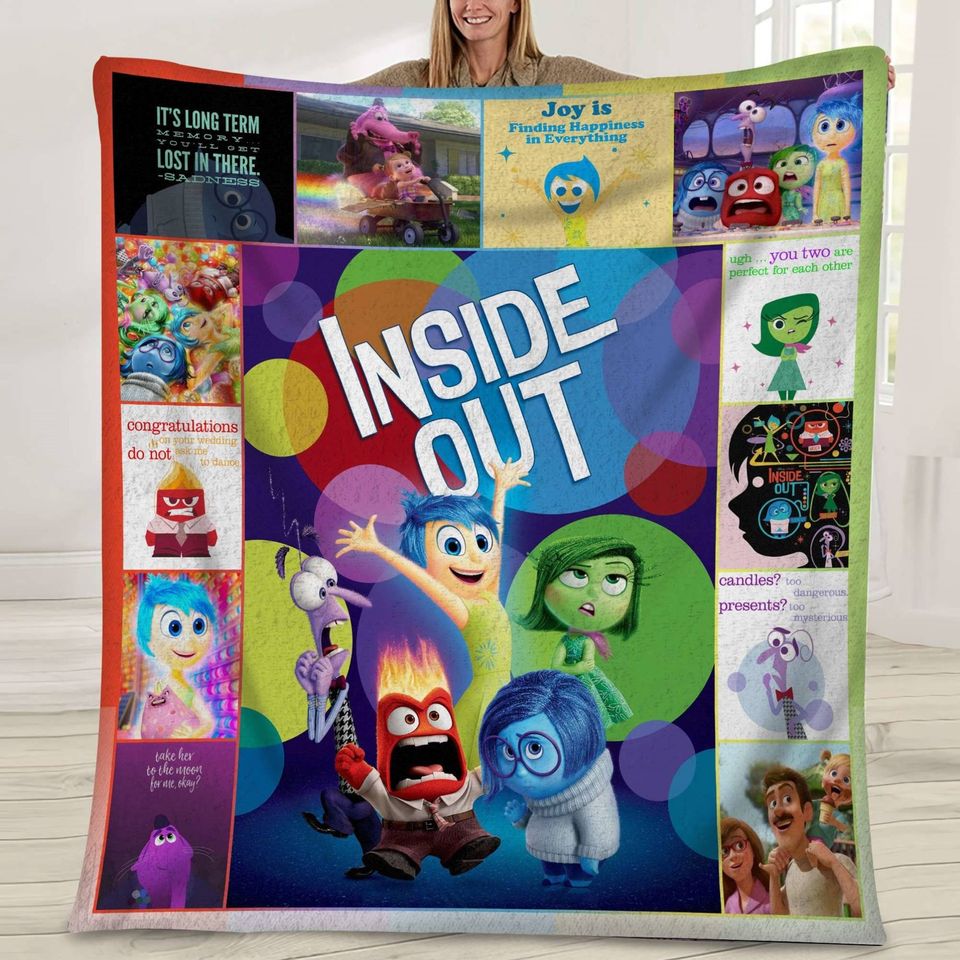 Inside Out Blanket | Joy Disgust Sadness Anger Fear Blanket | Magic Kingdom Throw Blanket for Bed Couch Sofa
