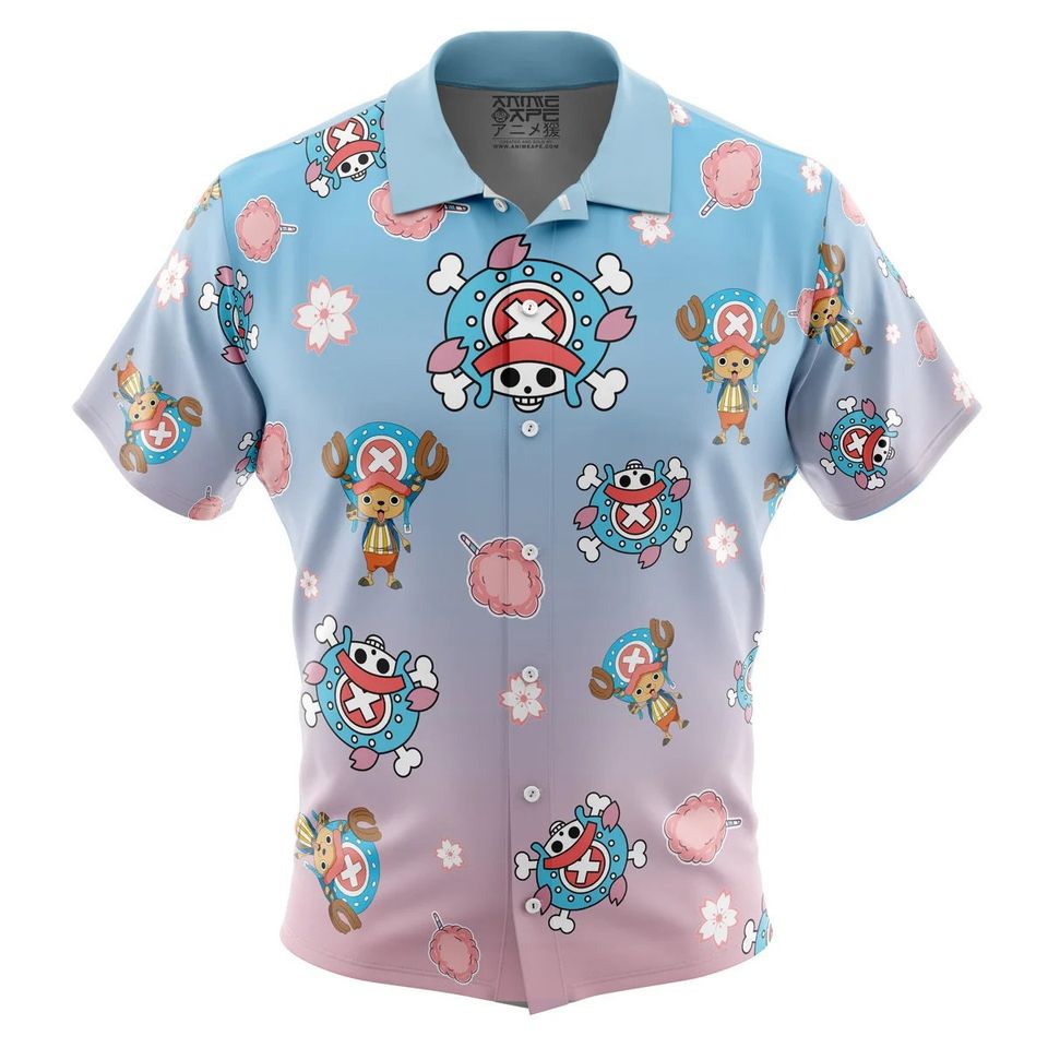 Chopper Pattern Button Up Hawaiian Shirt