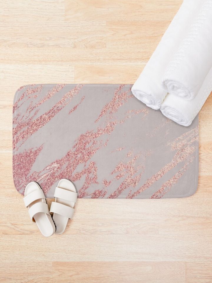 Porcelain grey rose gold Bath Mat