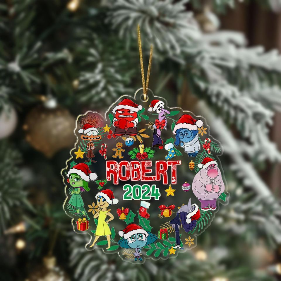 Personalized Inside Out 2 Arcyclic Characters Ornament, Custom Christmas Keepsake Tree Hanging Decor, Inside Out 2024 Ornament Gift For Kid