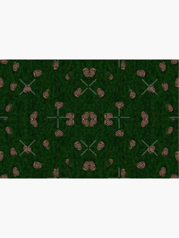Natural Pinecones On Green Grass Background Bath Mat