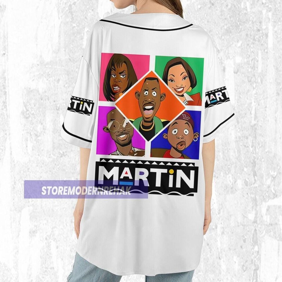 Personalize Martin Tv 90s Characters Cartoon Art, Martin Lawrence Baseball Jersey Team, Movie TV Show Funny Birthday Gift For Fans