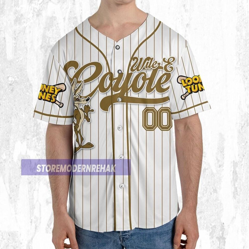 Custom Looney Wile E Coyete Simple Baseball, Baseball Team Outfit, Gift for Space Jamz Fans, Tune Squad Jersey, Family Jersey