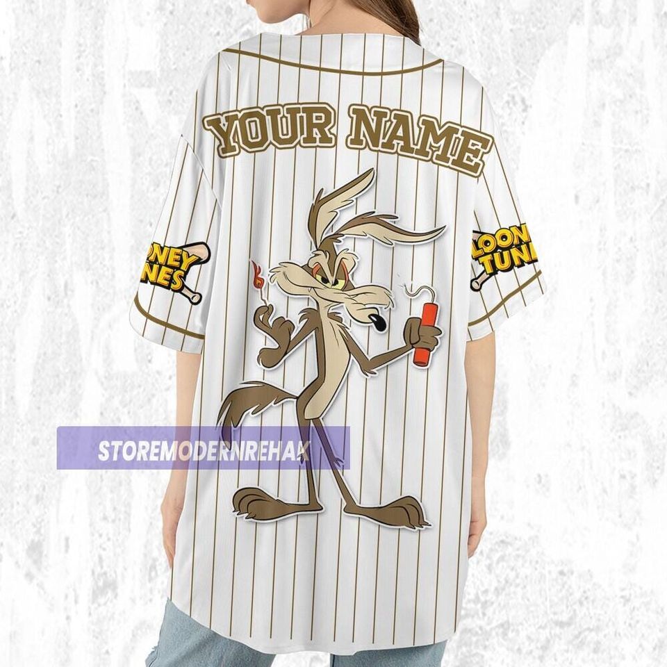 Custom Looney Wile E Coyete Simple Baseball, Baseball Team Outfit, Gift for Space Jamz Fans, Tune Squad Jersey, Family Jersey