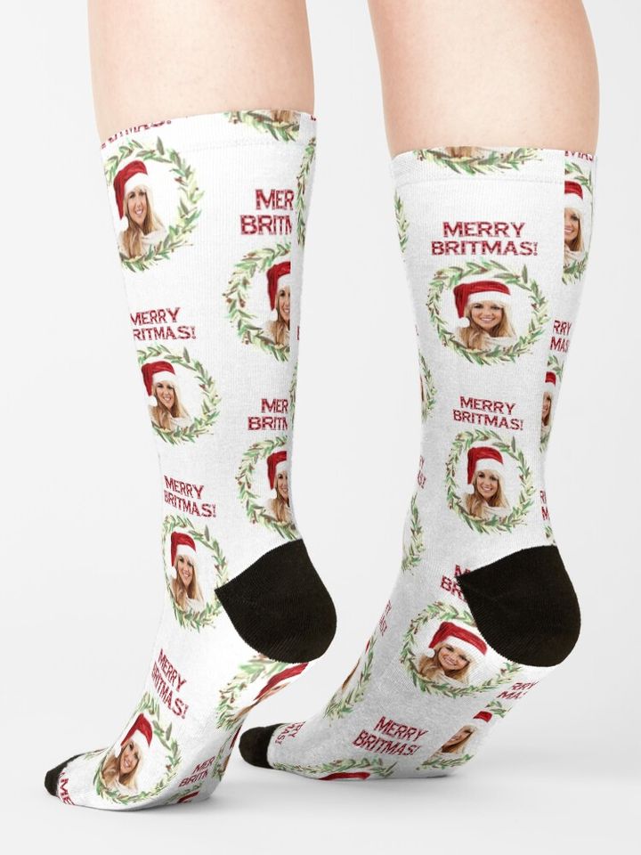 Merry Britmas - For Celebrating a Very Britney Christmas (Red Text) Socks