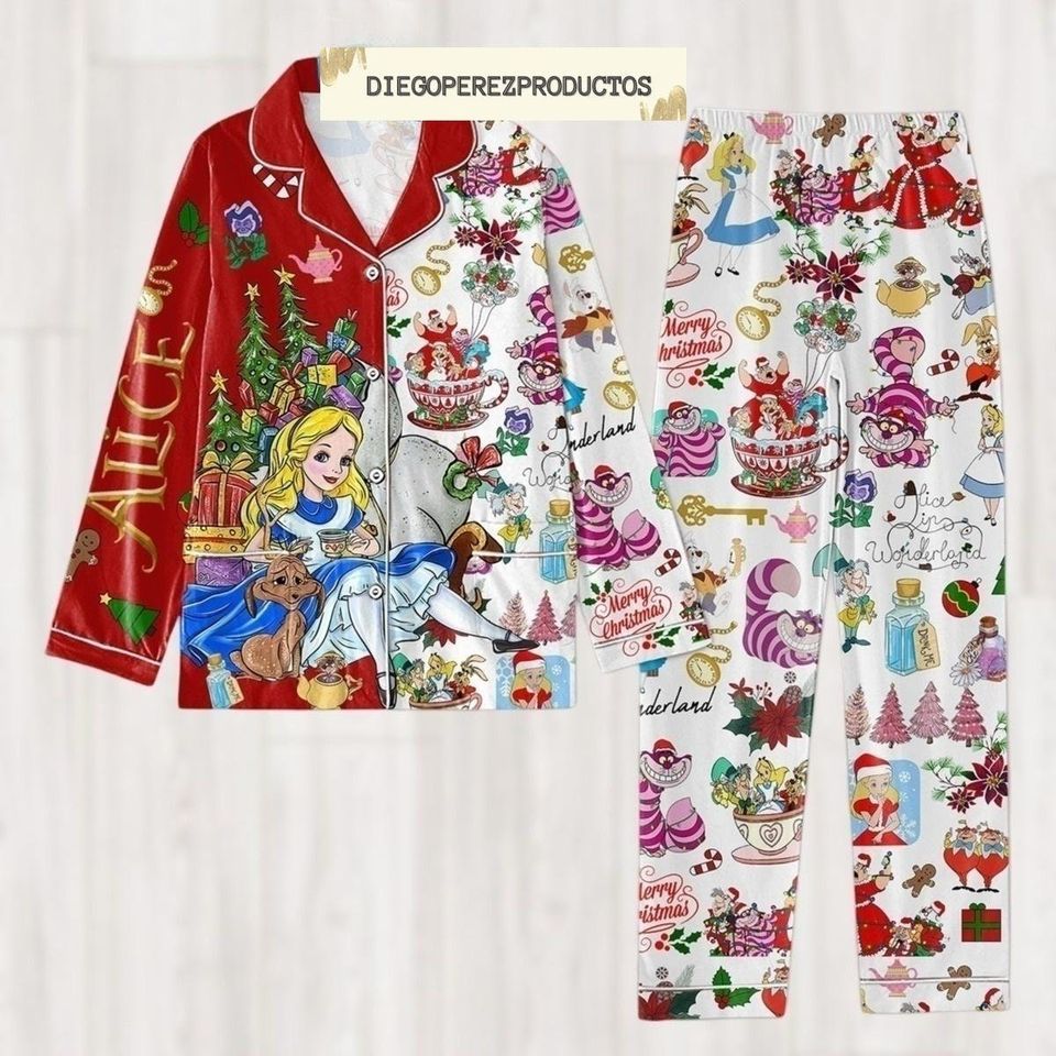 Alice In Wonderland Christmas Pajamas, Cheshire Cat Xmas Pajamas, Disneyland Christmas Party Pajamas, Magic Kingdom Shirt