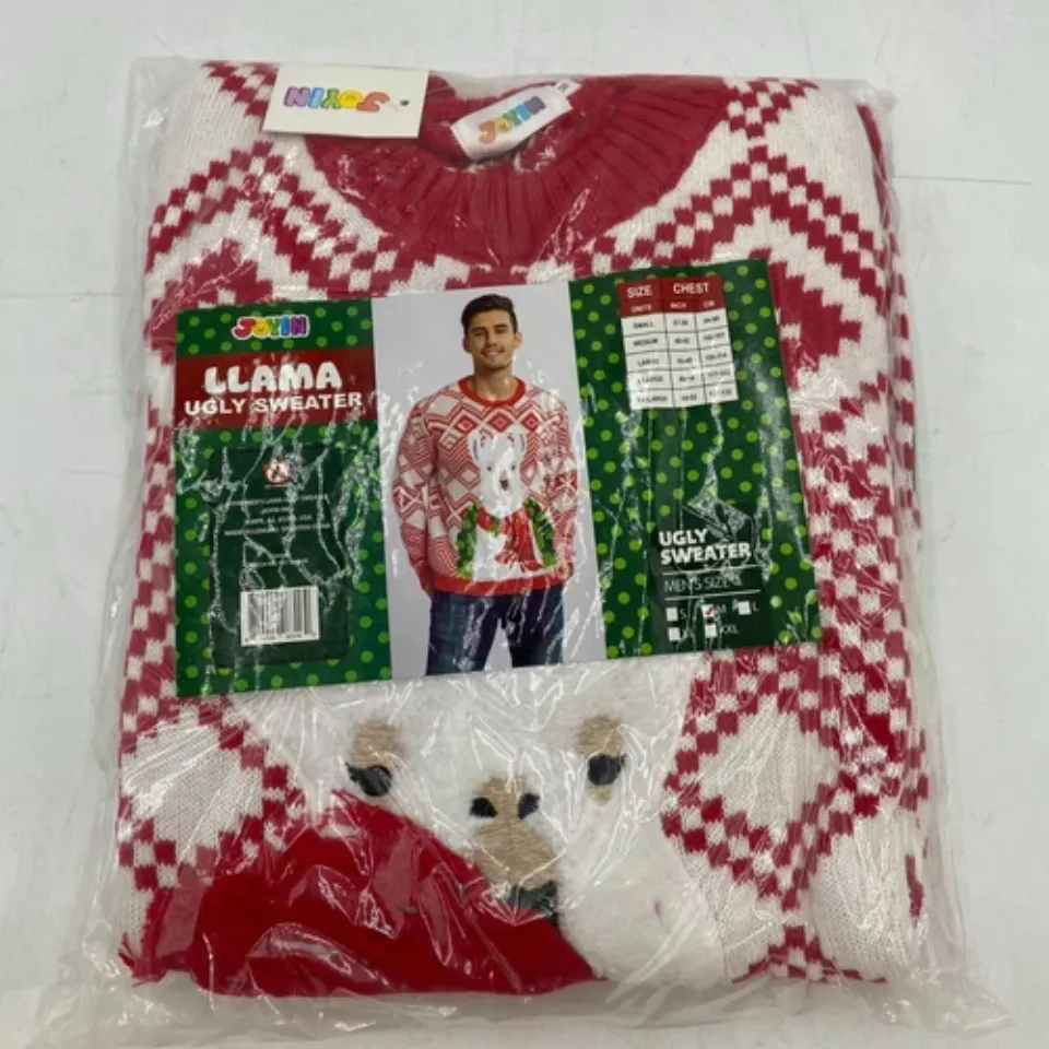 Men's Christmas Fuzzy Llama Alpaca Ugly Sweater Medium