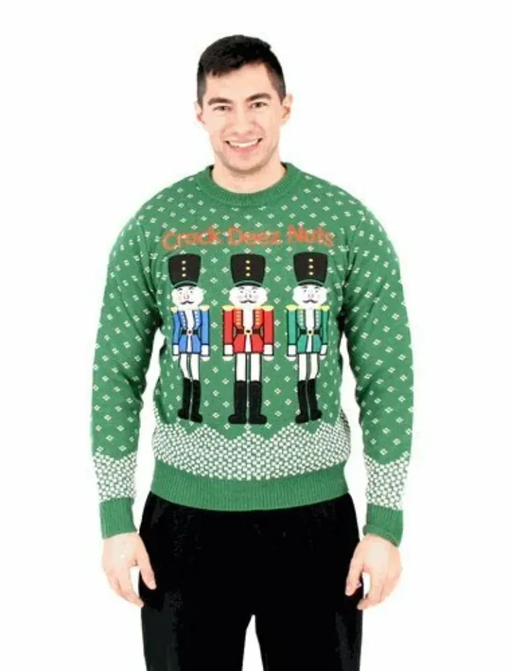 Adult Unisex Funny Deez Nuts Nutcrackers Ugly Christmas Sweater