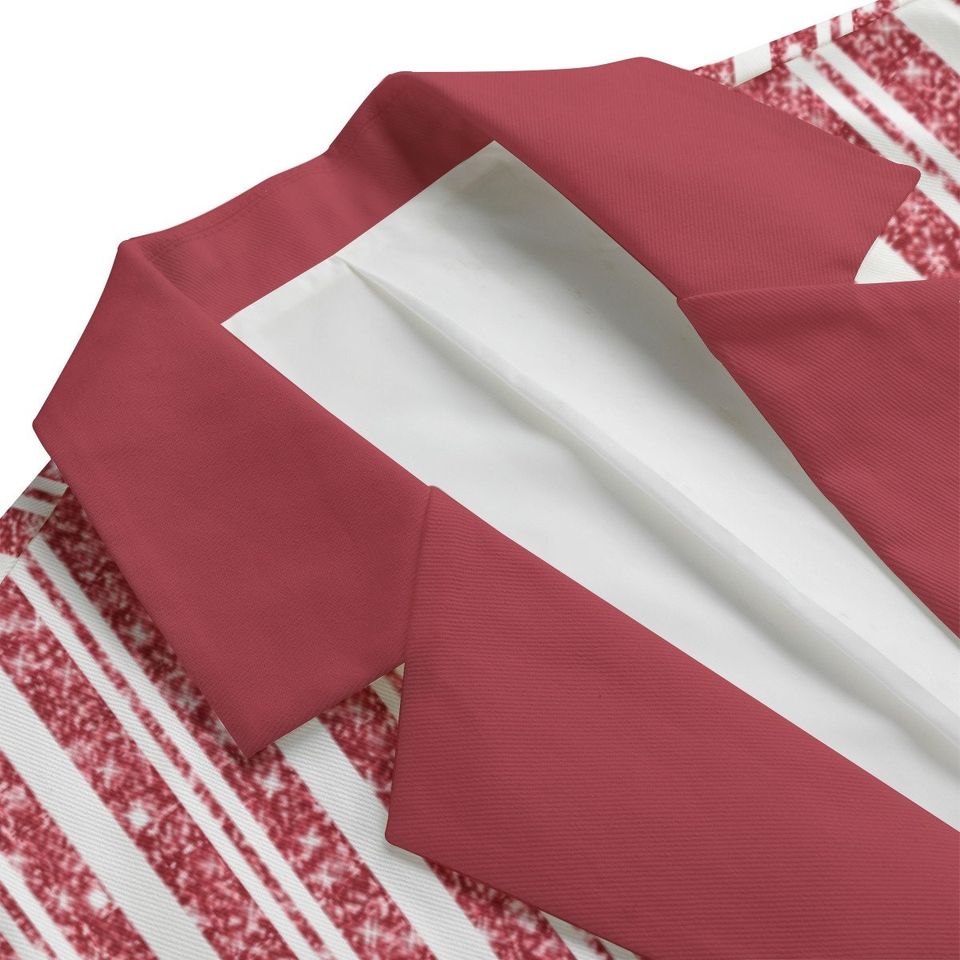 Red and White Sparkle Red Stripes Lightweight Blazer/Sport Coat - Red Lapel
