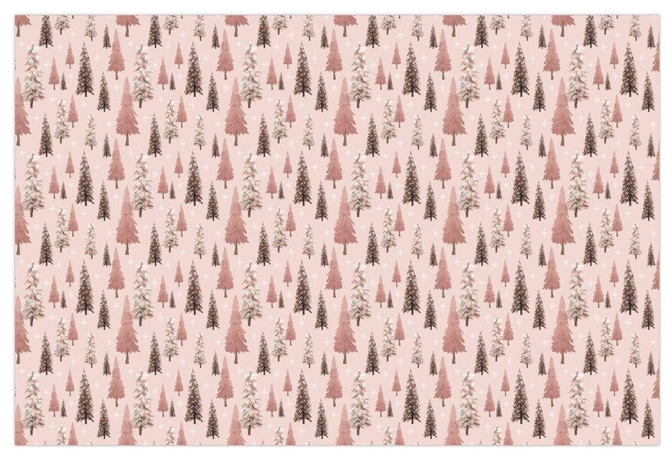 Pink Christmas Tree Wrapping Paper, Merry Christmas Wrapping Paper, Vintage Gift Wrap, Christmas gift wrap