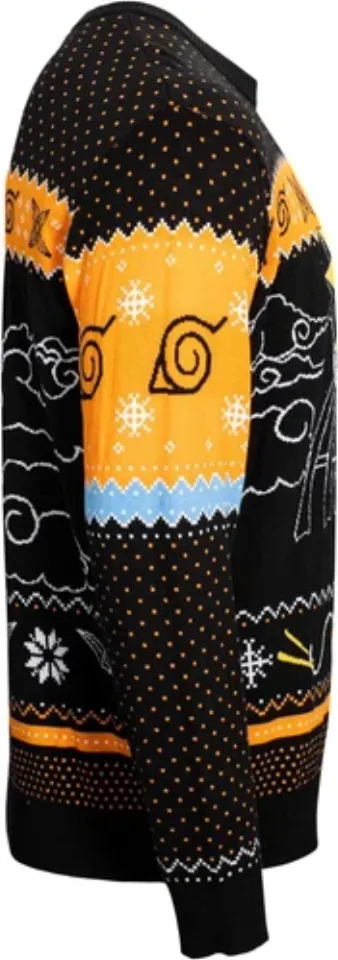 Narutoo Shippuden Sasuke Chibi Ramen Holiday Snowflakes Ugly Christmas Sweater
