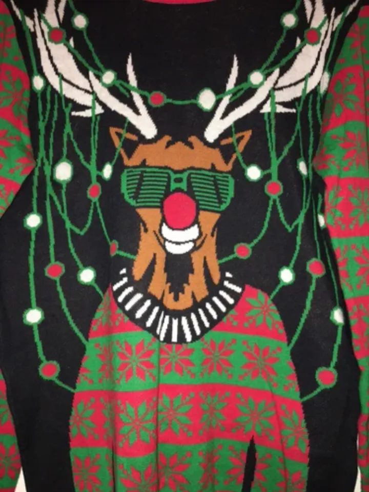 Mad Engine Men’s Small Light-up UGLY-CHRISTMAS Reindeer Sweater Small