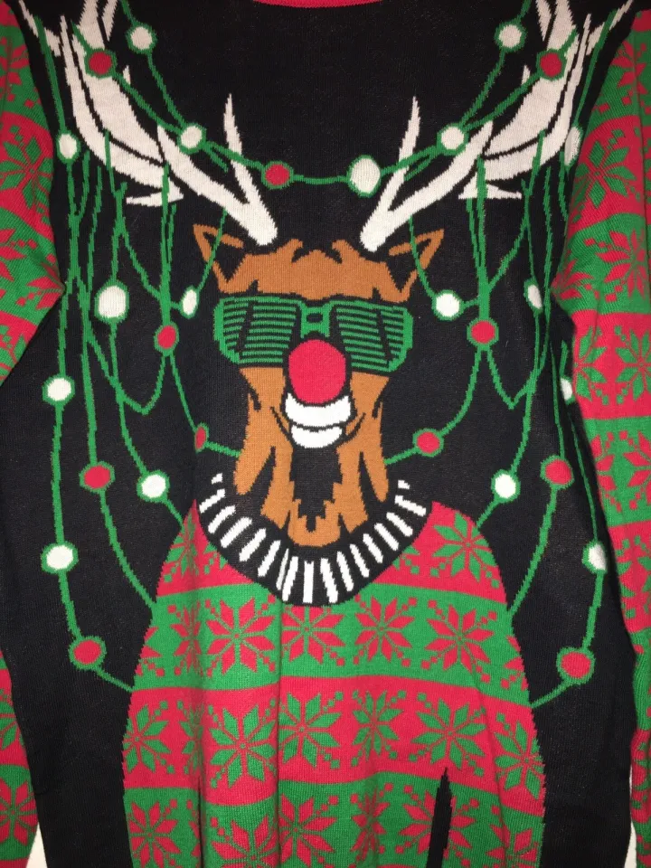 Mad Engine Men’s Small Light-up UGLY-CHRISTMAS Reindeer Sweater Small