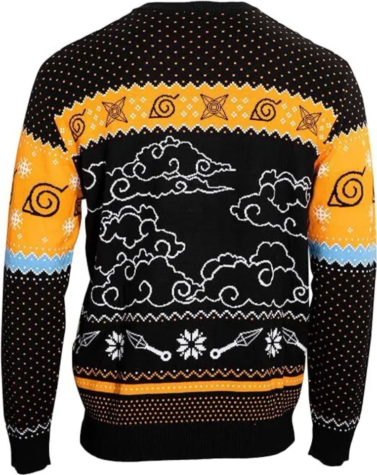 Narutoo Shippuden Sasuke Chibi Ramen Holiday Snowflakes Ugly Christmas Sweater