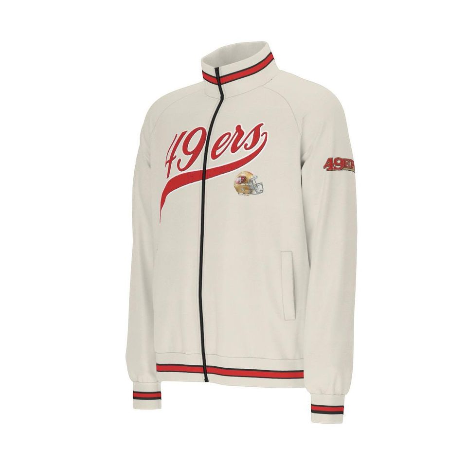 SF 49ERS TAN  Raglan-Sleeve Stand Collar Jacket